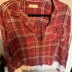 HOLLISTER purple flannel w lace